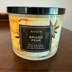 AVON SPICED PEAR CANDLE - 11oz -  2017 GLASS JAR - never been lite -
